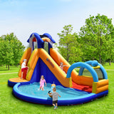 NNECW 4-In-1 Water Bounce House with Basketball Rimfor Children Aged 4-12 without Blower