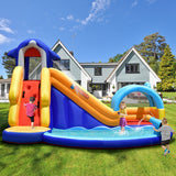 NNECW 4-In-1 Water Bounce House with Basketball Rimfor Children Aged 4-12