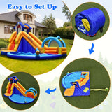 NNECW 4-In-1 Water Bounce House with Basketball Rimfor Children Aged 4-12 without Blower