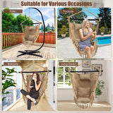 NNECW Hammock Chair with Soft Pillow &amp Cushions for Home &amp Backyard-Beige