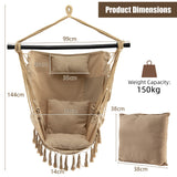 NNECW Hammock Chair with Soft Pillow &amp Cushions for Home &amp Backyard-Beige