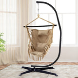 NNECW Hammock Chair with Soft Pillow &amp Cushions for Home &amp Backyard-Beige
