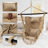 NNECW Hammock Chair with Soft Pillow &amp Cushions for Home &amp Backyard-Beige