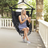 NNECW Hammock Chair with Soft Pillow &amp Cushions for Home &amp Backyard-Grey