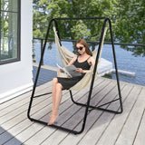 NNECW Hammock Chair with Stand for Porch Patio Backyard-Beige