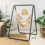 NNECW Hammock Chair with Stand for Porch Patio Backyard-Beige