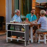 NNECW Portable Folding Camping Table with 2-Tier Open Shelves for Picnic Barbecue Outdoor Party-Coffee