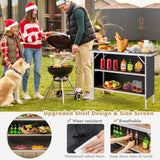 NNECW Portable Folding Camping Table with 2-Tier Open Shelves for Picnic Barbecue Outdoor Party-Coffee