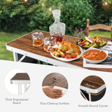 NNECW Portable Folding Camping Table with 2-Tier Open Shelves for Picnic Barbecue Outdoor Party-Coffee