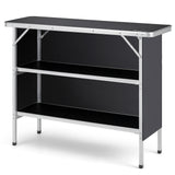 NNECW Portable Folding Camping Table with 2-Tier Open Shelves for Picnic Barbecue Outdoor Party-Black