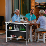 NNECW Portable Folding Camping Table with 2-Tier Open Shelves for Picnic Barbecue Outdoor Party-Black