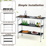NNECW Portable Folding Camping Table with 2-Tier Open Shelves for Picnic Barbecue Outdoor Party-Black