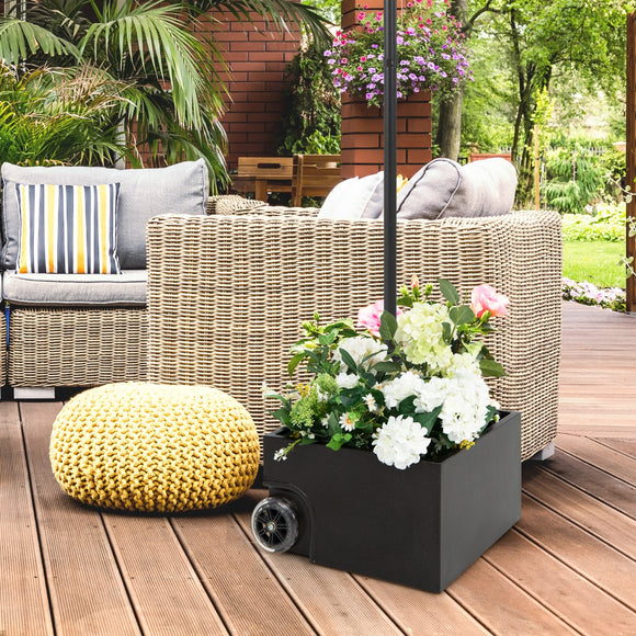NNECW Heavy-Duty Steel Patio Market Umbrella Stand with 2 Wheels for Patio