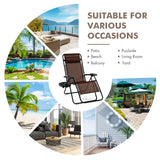 NNECW Patio Zero Gravity Lounge Chair with Cup Holder &amp Removable Pillow-Coffee-1 piece
