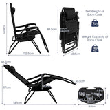 NNECW Patio Zero Gravity Lounge Chair with Cup Holder &amp Removable Pillow-Black-1 piece