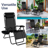 NNECW Patio Zero Gravity Lounge Chair with Cup Holder &amp Removable Pillow-Black-1 piece