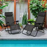 NNECW Patio Zero Gravity Lounge Chair with Cup Holder &amp Removable Pillow-Grey-2 pieces