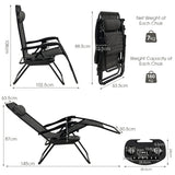 NNECW Patio Zero Gravity Lounge Chair with Cup Holder &amp Removable Pillow-Grey-1 piece