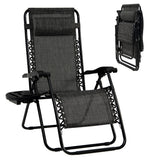 NNECW Patio Zero Gravity Lounge Chair with Cup Holder &amp Removable Pillow-Grey-1 piece