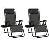 NNECW Patio Zero Gravity Lounge Chair with Cup Holder &amp Removable Pillow-Grey-1 piece