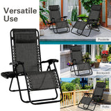 NNECW Patio Zero Gravity Lounge Chair with Cup Holder &amp Removable Pillow-Grey-1 piece