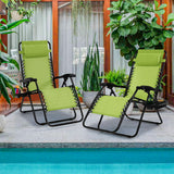 NNECW Patio Zero Gravity Lounge Chair with Cup Holder &amp Removable Pillow-Green-1 piece