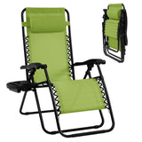 NNECW Patio Zero Gravity Lounge Chair with Cup Holder &amp Removable Pillow-Green-1 piece