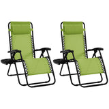 NNECW Patio Zero Gravity Lounge Chair with Cup Holder &amp Removable Pillow-Green-1 piece