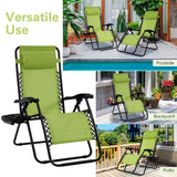 NNECW Patio Zero Gravity Lounge Chair with Cup Holder &amp Removable Pillow-Green-1 piece