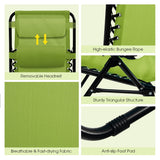 NNECW Patio Zero Gravity Lounge Chair with Cup Holder &amp Removable Pillow-Green-1 piece
