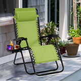 NNECW Patio Zero Gravity Lounge Chair with Cup Holder &amp Removable Pillow-Green-1 piece