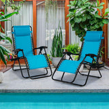 NNECW Patio Zero Gravity Lounge Chair with Cup Holder &amp Removable Pillow-Blue-1 piece