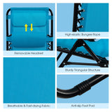 NNECW Patio Zero Gravity Lounge Chair with Cup Holder &amp Removable Pillow-Blue-1 piece