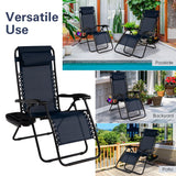NNECW Patio Zero Gravity Lounge Chair with Cup Holder &amp Removable Pillow-Navy-1 piece