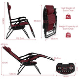 NNECW Patio Zero Gravity Lounge Chair with Cup Holder &amp Removable Pillow-Red-1 piece