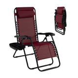 NNECW Patio Zero Gravity Lounge Chair with Cup Holder &amp Removable Pillow-Red-1 piece