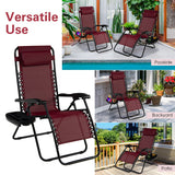 NNECW Patio Zero Gravity Lounge Chair with Cup Holder &amp Removable Pillow-Red-1 piece