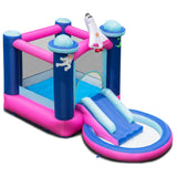 NNECW Kids 3-in-1 Inflatable Space-themed Bounce House with Jumping Area & Slide without Blower