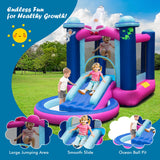 NNECW Kids 3-in-1 Inflatable Space-themed Bounce House with Jumping Area & Slide with Blower