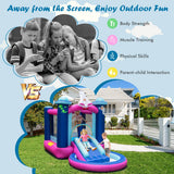 NNECW Kids 3-in-1 Inflatable Space-themed Bounce House with Jumping Area & Slide with Blower