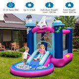 NNECW Kids 3-in-1 Inflatable Space-themed Bounce House with Jumping Area & Slide with Blower