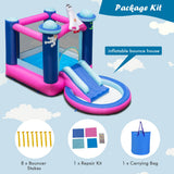 NNECW Kids 3-in-1 Inflatable Space-themed Bounce House with Jumping Area & Slide without Blower