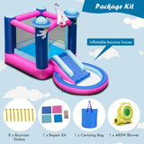 NNECW Kids 3-in-1 Inflatable Space-themed Bounce House with Jumping Area & Slide with Blower