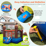 NNECW Inflatable Bounce Castle with Large Bounce Area and Basketball Hoop for Outdoor Play with Blower