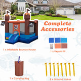 NNECW  Inflatable Bounce Castle with Large Bounce Area and Basketball Hoop for Outdoor Play without Blower