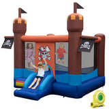 NNECW Inflatable Bounce Castle with Large Bounce Area and Basketball Hoop for Outdoor Play with Blower