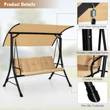 NNECW 3-Person Outdoor Porch Swing with Solid Steel Structure for Garden