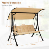 NNECW 3-Person Outdoor Porch Swing with Solid Steel Structure for Garden
