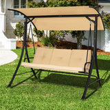 NNECW 3-Person Outdoor Porch Swing with Solid Steel Structure for Garden