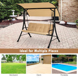 NNECW 3-Person Outdoor Porch Swing with Solid Steel Structure for Garden
